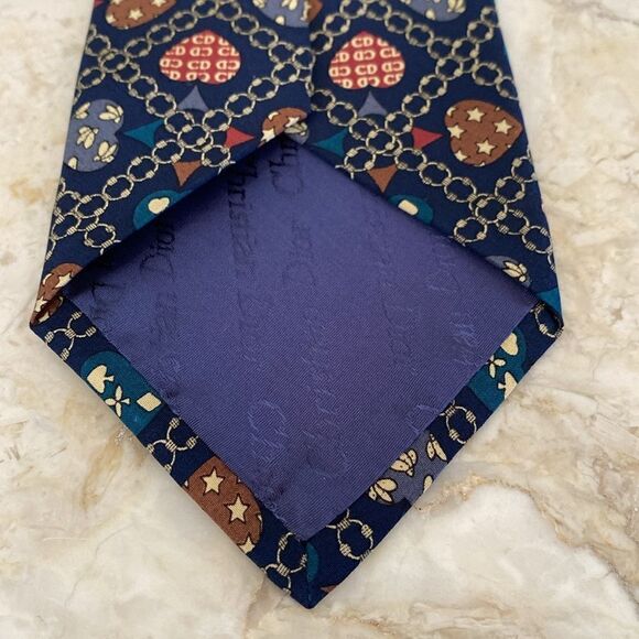 Christian Dior 100% Silk Hearts Patchwork CD Monogram Multicolour Tie - Picture 7 of 10